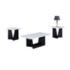 Ady 3pc Coffee and End Table Set | Rectangular White Faux Marble Top | Black