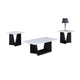 Ady 3pc Coffee and End Table Set | Rectangular White Faux Marble Top | Black