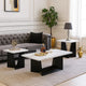 Ady 3pc Coffee and End Table Set | Rectangular White Faux Marble Top | Black