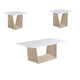 Ady 3pc Coffee and End Table Set | Rectangular Faux Marble Top | White Oak Base