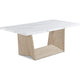 Ady 3pc Coffee and End Table Set | Rectangular Faux Marble Top | White Oak Base