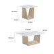 Ady 3pc Coffee and End Table Set | Rectangular Faux Marble Top | White Oak Base