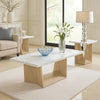 Ady 3pc Coffee and End Table Set | Rectangular Faux Marble Top | White Oak Base