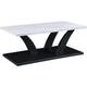 Zen 3pc Coffee and End Table Set | White Faux Marble | Black Legs