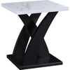 Zen 3pc Coffee and End Table Set | White Faux Marble | Black Legs
