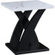 Zen 3pc Coffee and End Table Set | White Faux Marble | Black Legs