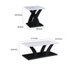 Zen 3pc Coffee and End Table Set | White Faux Marble | Black Legs