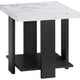 Bexy 3pc Coffee and End Table Set | White Faux Marble Top | Black Shelf