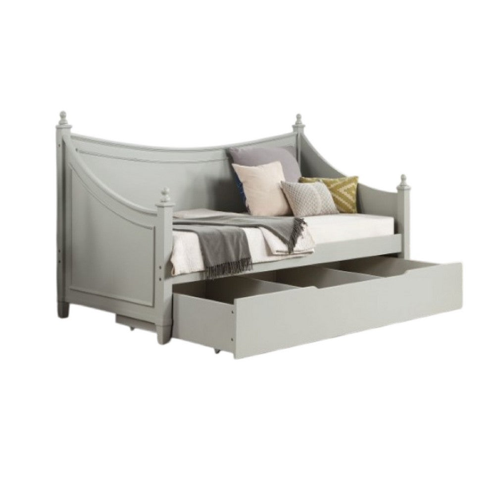 Kiki Twin Daybed w Trundle & Hidden Storage | Light Gray Wood