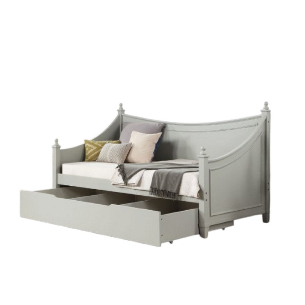 Kiki Twin Daybed w Trundle & Hidden Storage | Light Gray Wood