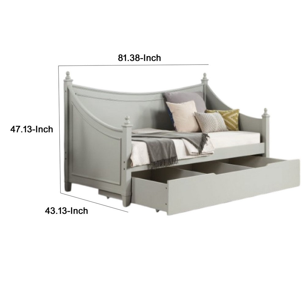 Kiki Twin Daybed w Trundle & Hidden Storage | Light Gray Wood