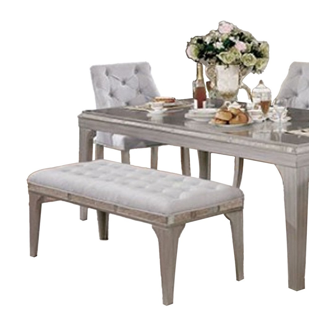 Jamie 6pc Dining Table Set w 4 Chairs & Bench | Silver-Light Gray