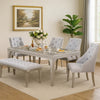 Jamie 6pc Dining Table Set w 4 Chairs & Bench | Silver-Light Gray
