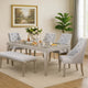 Jamie 6pc Dining Table Set w 4 Chairs & Bench | Silver-Light Gray
