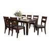 Dicky Extendable 7pc Dining Table Set | Dark Cherry Wood | Faux-Leather