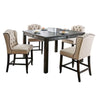 Bega 5pc Counter-Height Table Set | 4 Tufted Nailhead Chairs | Black Wood