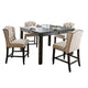 Bega 5pc Counter-Height Table Set | 4 Tufted Nailhead Chairs | Black Wood