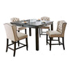 Bega 5pc Counter-Height Table Set | 4 Tufted Nailhead Chairs | Black Wood
