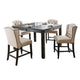 Bega 5pc Counter-Height Table Set | 4 Tufted Nailhead Chairs | Black Wood