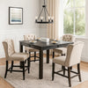 Bega 5pc Counter-Height Table Set | 4 Tufted Nailhead Chairs | Black Wood