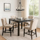 Bega 5pc Counter-Height Table Set | 4 Tufted Nailhead Chairs | Black Wood