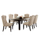 Bega 7pc Counter-Height Table Set | 6 Tufted Nailhead Chairs | Black Wood