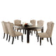 Bega 7pc Dining Table Set | Button Tufted Nailhead Chairs | Black Wood