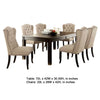 Bega 7pc Dining Table Set | Button Tufted Nailhead Chairs | Black Wood