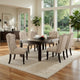 Bega 7pc Dining Table Set | Button Tufted Nailhead Chairs | Black Wood