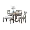 Lais 6pc Dining Table Set w Bench | 4 Ladderback Chairs | Rustic Gray