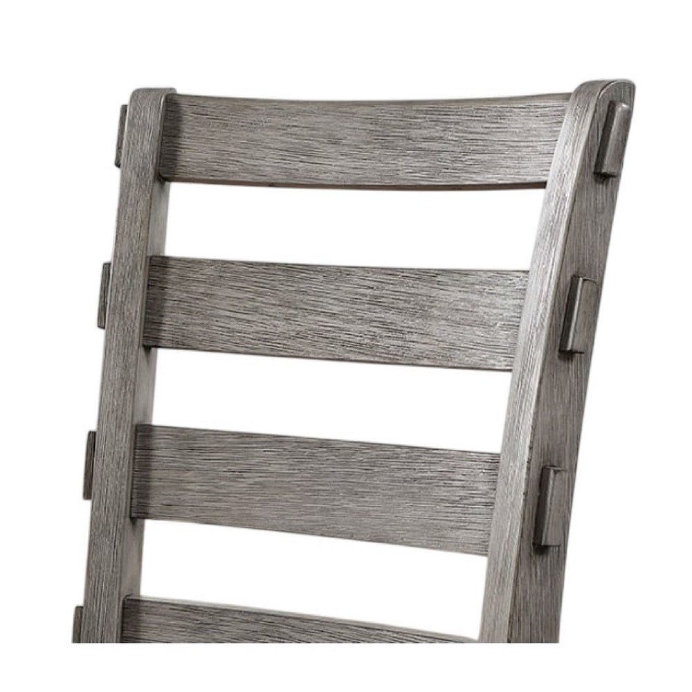 Lais 6pc Dining Table Set w Bench | 4 Ladderback Chairs | Rustic Gray
