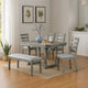 Lais 6pc Dining Table Set w Bench | 4 Ladderback Chairs | Rustic Gray
