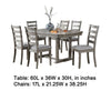 Lais 7pc Dining Table Set w 6 Ladderback Chairs | Rustic Gray