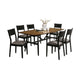 Riera 7pc Dining Table Set w Planked Top | 6 Faux Leather Chairs