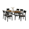 Riera 7pc Dining Table Set w Planked Top | 6 Faux Leather Chairs