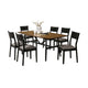 Riera 7pc Dining Table Set w Planked Top | 6 Faux Leather Chairs