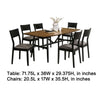 Riera 7pc Dining Table Set w Planked Top | 6 Faux Leather Chairs