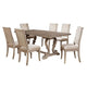 Paty 7pc Dining Table Set w Leaf | 6 Beige Button-Tufted Chairs | Gray
