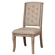 Paty 7pc Dining Table Set w Leaf | 6 Beige Button-Tufted Chairs | Gray