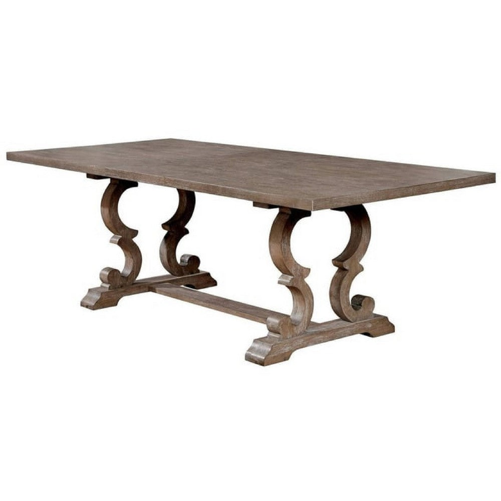 Paty 7pc Dining Table Set w Leaf | 6 Beige Button-Tufted Chairs | Gray