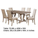 Paty 7pc Dining Table Set w Leaf | 6 Beige Button-Tufted Chairs | Gray