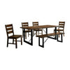 Giga 6pc Dining Table Set w Bench | 4 Slat Back Chairs | Walnut-Black