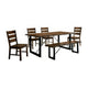 Giga 6pc Dining Table Set w Bench | 4 Slat Back Chairs | Walnut-Black