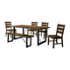 Giga 6pc Dining Table Set w Bench | 4 Slat Back Chairs | Walnut-Black