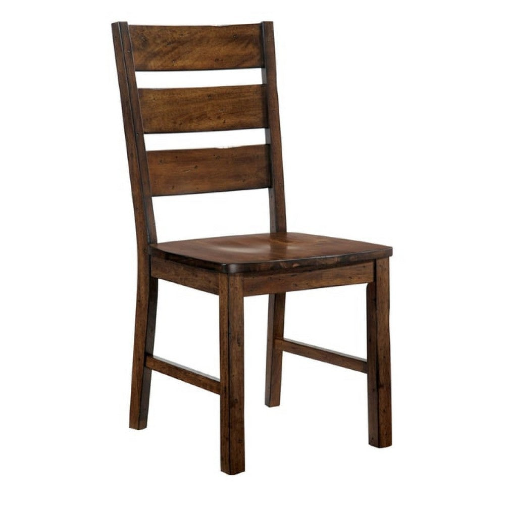 Giga 7pc Dining Table Set w 6 Slat Back Chairs | Walnut-Black Wood