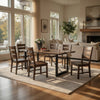 Giga 7pc Dining Table Set w 6 Slat Back Chairs | Walnut-Black Wood