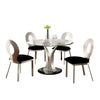 Valie 5pc Dining Set | Round Glass Table | 4 Modern Chairs Silver Black