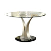 Valie 5pc Dining Set | Round Glass Table | 4 Modern Chairs Silver Black