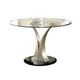 Valie 5pc Dining Set | Round Glass Table | 4 Modern Chairs Silver Black