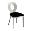 Valie 5pc Dining Set | Round Glass Table | 4 Modern Chairs Silver Black